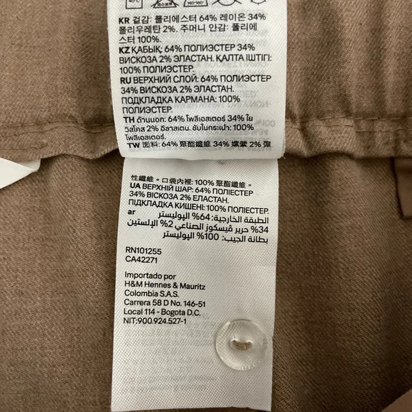 H&M Women’s Pants Trousers Paper Bag Pleated Waist Tie Size 2 Beige - Picture 6 of 8